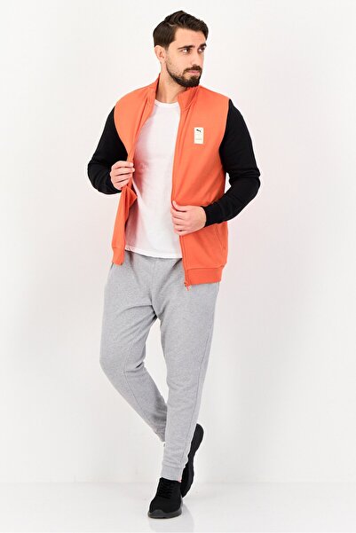 Puma Men Sportswear Fit One8 Long Sleeve Outdoor Full Zip Sweatshirt, Orange