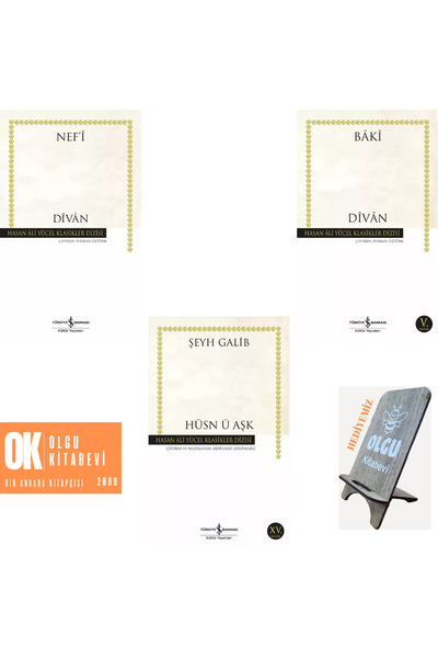 TÜRKİYE İŞ BANKASI KÜLTÜR YAYINLARI Nef'i Divan - Baki Divan - Şeyh Galib Hüsn ü Aşk / 3 kitap divan seti (TELEFON TUTUCU HEDİYE)