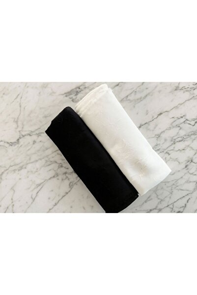 AKKUŞ TEKSTİL Bambu Kıraş Şal 2'li (Siyah, Beyaz)