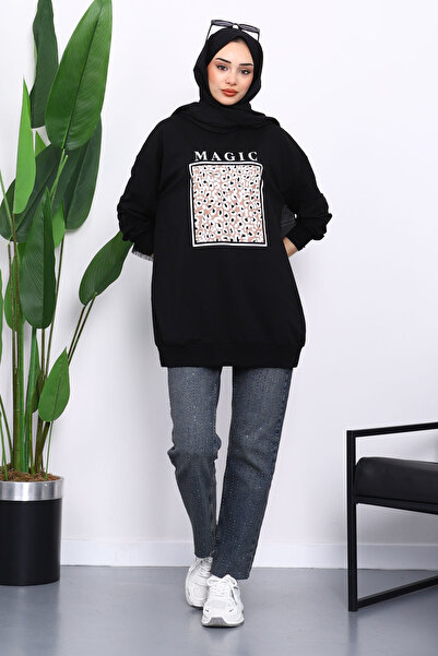 İmajButik Μαύρος ιδρώτας με στάμπα με λαιμόκοψη