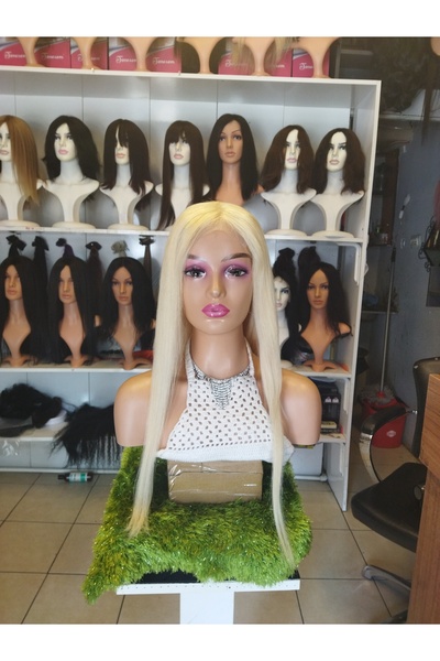 Genel Markalar 70 cm 200 gram platin tül peruk gerçek saç