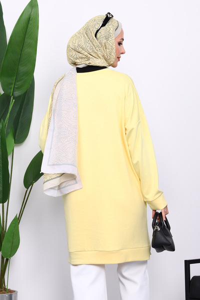 İmajButik Sarı Bisiklet Yaka Modal Tunik