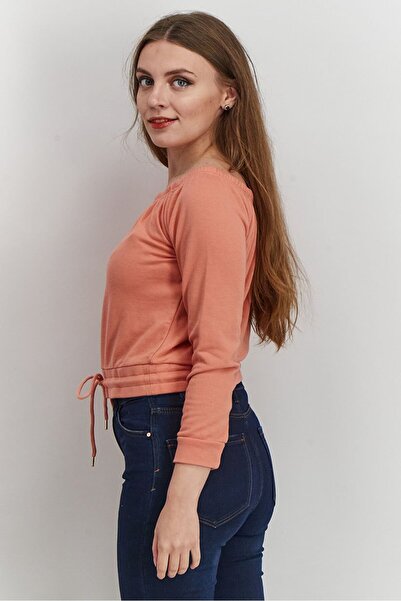 Guess Women Off The Shoulder Knitted Sweatshirt, Hot Rose Sand