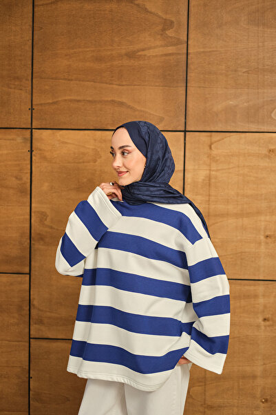 LOCCO Жіночий светр з товстими смугами, синій