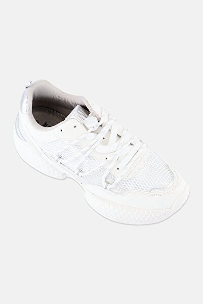 JASON WU Women Metallic Mesh Lace Up Casual Shoes, White