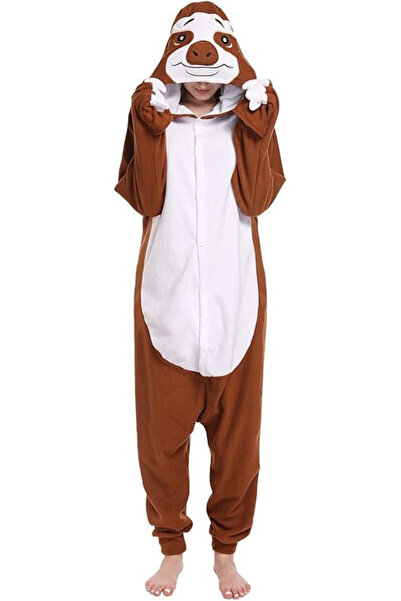 OEM Wotogold onesie pajamas, size M, unisex, animal print, fleece, brown and white