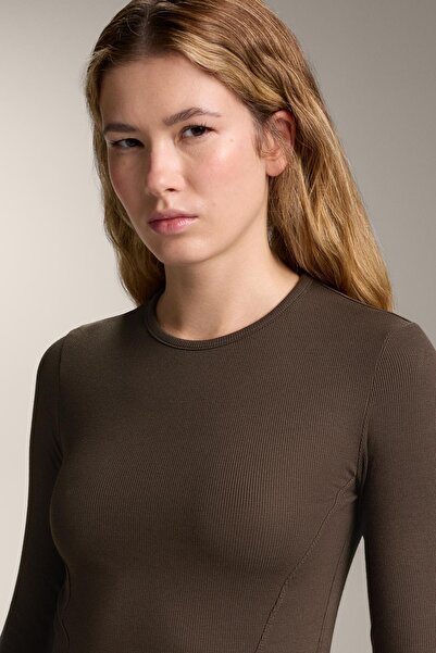 Oysho Long sleeve rib T-shirt with cotton and modal