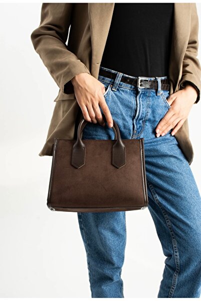 Çanta Trend Women's Brown Suede Hand and Shoulder Bag