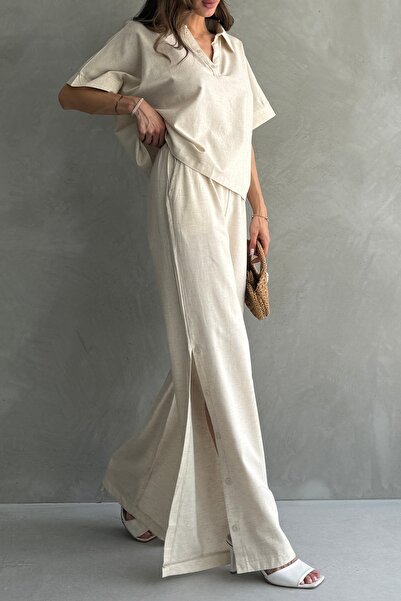 Ulino Комплект блузи з поло та штанів з льону