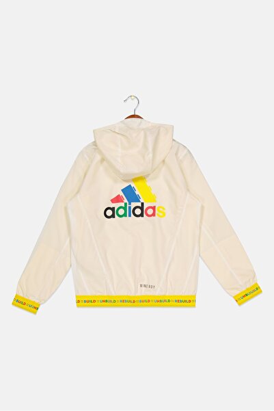 adidas x LEGO Kids Girl Sportswear Printed Long Sleeve Windbreaker Jacket, Cream