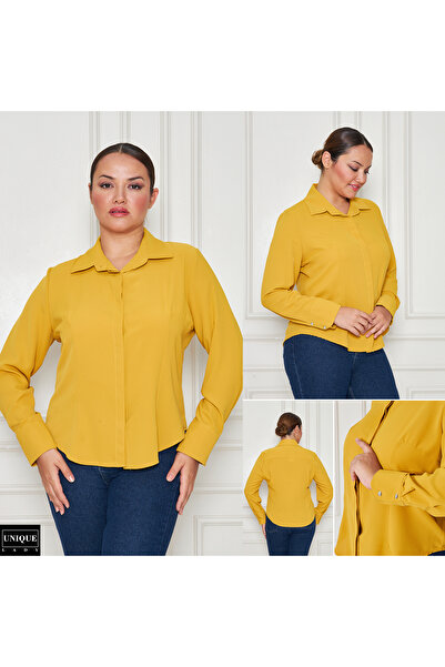 UNIQUE LADY Women's Classic Secret Placket Slim Fit Pen Shirt - All Size Options