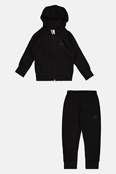 adidas Toddlers Boy 2 Pieces Brand Logo Hoodie And Sweatpant Set, Black