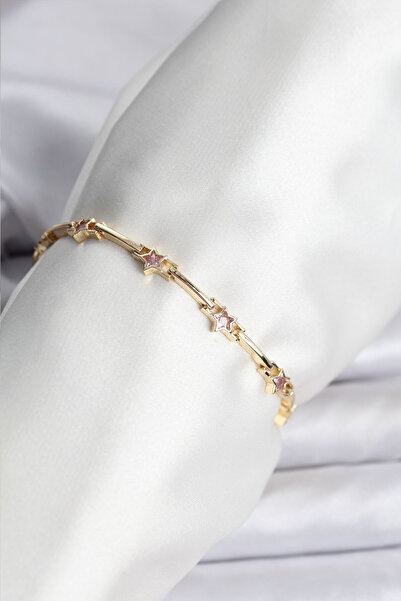 Nehir Star Model Gold Color Brass Bracelet Valentine's Day Mother's Day Teach...