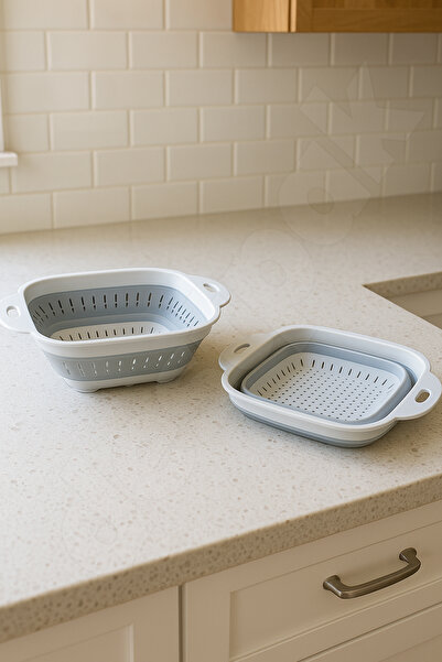 Destpak Space-Saving Folding Square Strainer - Collapsible Square Washing Strainer - Accordion Rice Strainer