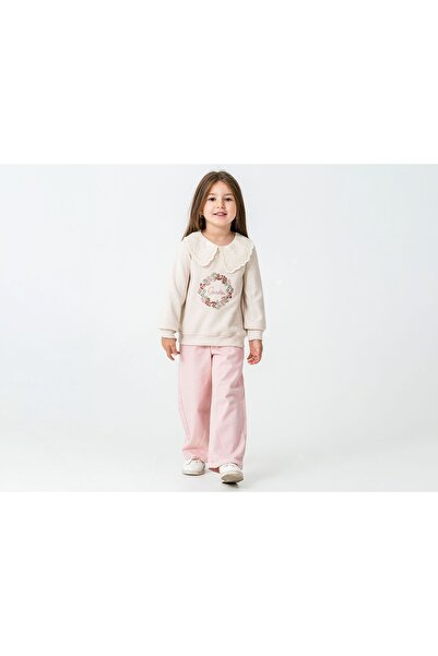 kidsense Girl's Suit with Collar Detail and Denim Pants