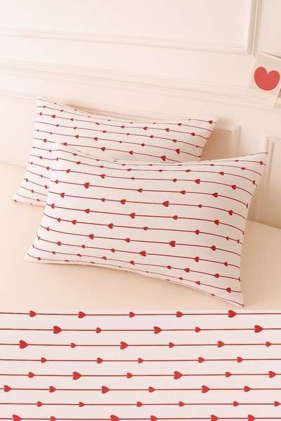 StellaFlavo Patterned Cotton Heart Pattern Pillow Case 2 Pieces 50 X 70 cm