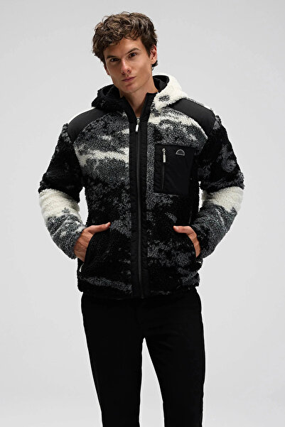 Ellesse Patterned Regular Fit Hooded Zippered Fleece Sweat Men's Sweat Em516