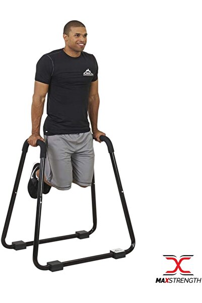 X MAXSTRENGTH مجموعة قضبان ضغط متوازية ومغطسة قابلة للتعديل لتقوية الجسم وعضلات ثلاثية الرؤوس، وضعية الجلوس على شكل حرف L (ألوان عشوائية)