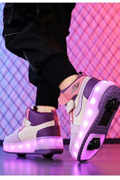 Little Rockz Kids Two Wheel Roller Shoes Rechargeable LED Flash Light Sneaker Skate Heelys Shoes