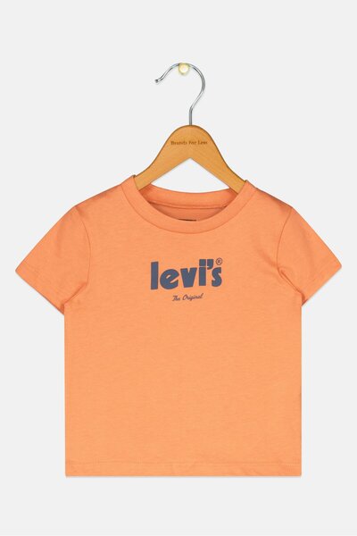 Levi's بلوزة بشعار العلامة التجارية بأكمام قصيرة ورقبة دائرية للأولاد الصغار،...