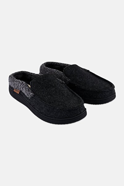 Dearfoams Men Slip On Mules, Charcoal