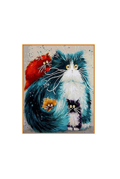 MATTELOT TOYS Painting by numbers set 4 Kittens, Picture with wooden frame 20 x 30 cm