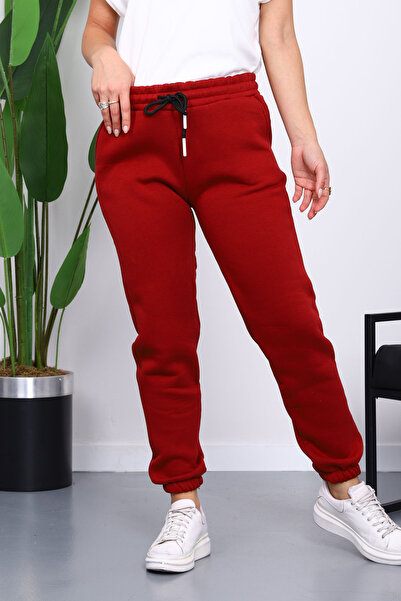 İmajButik Claret Red Three Thread Ş Fleece-Lined Sweatpants