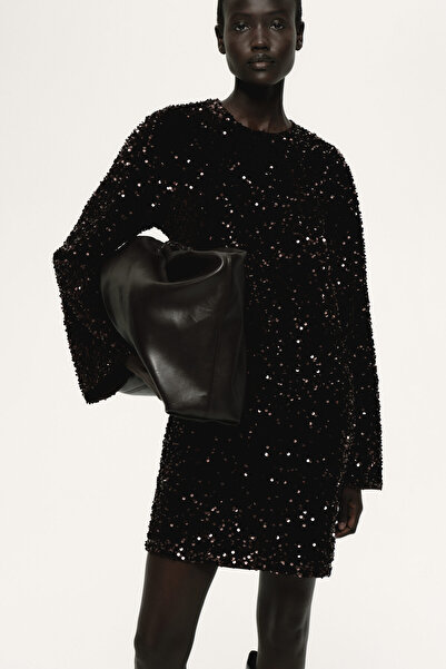 H&M Pullu Mini Elbise