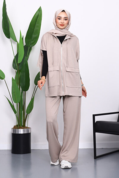 İmajButik Stone Zippered Double Pocket Modal Vest Trouser Suit