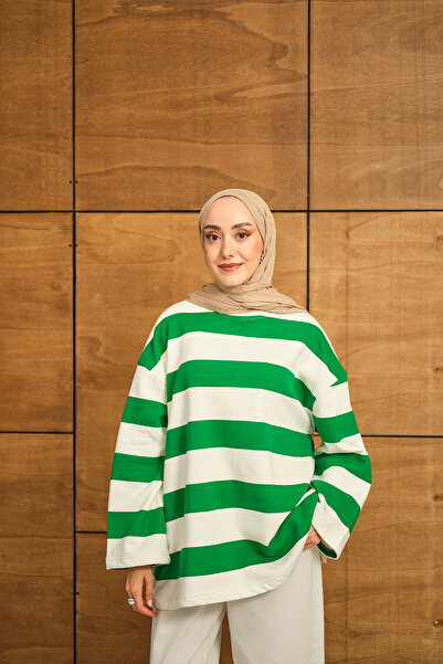 LOCCO Thick Striped Sweat Green
