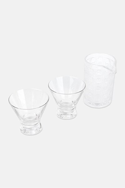 Don Juan 3 Pieces Pitcher And Stemless Martini Glasses Set, Transparent