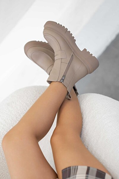 Parponi Γνήσιες δερμάτινες ελαστικές γυναικείες μπότες Adda Mink