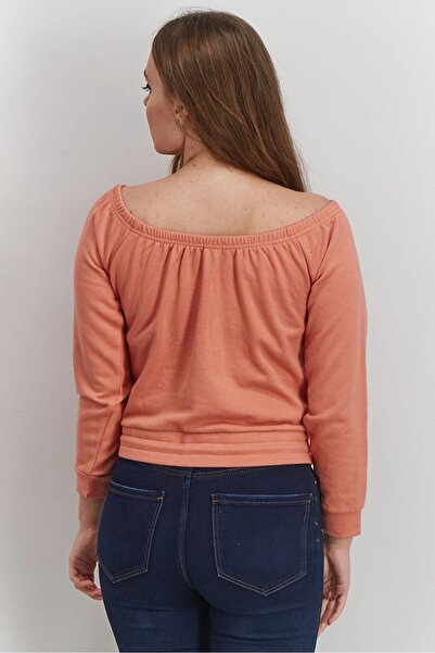Guess Women Off The Shoulder Knitted Sweatshirt, Hot Rose Sand