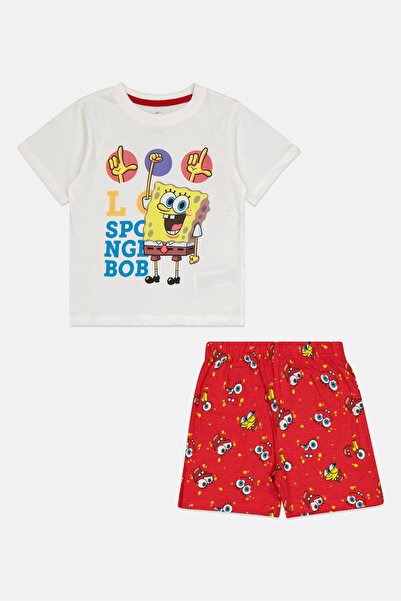 NİCKELODEON طقم بيجامة سبونج بوب للأولاد الصغار، مكون من قطعتين، تيشيرت بأكمام قصيرة وشورت، متعدد الألوان