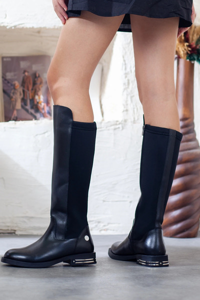 Adım Adım Mammamia Genuine Leather Stretch Back Boots