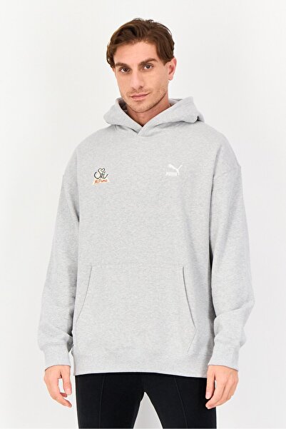 Puma Men Sportswear Fit Long Sleeve Outdoor Hoodie, Grey