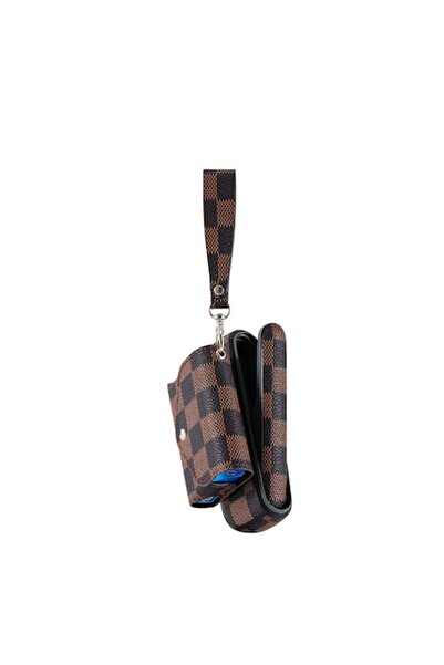OEM IQOS Iluma Case with Pocket - Brown Checkered (TPU+PU+PC)
