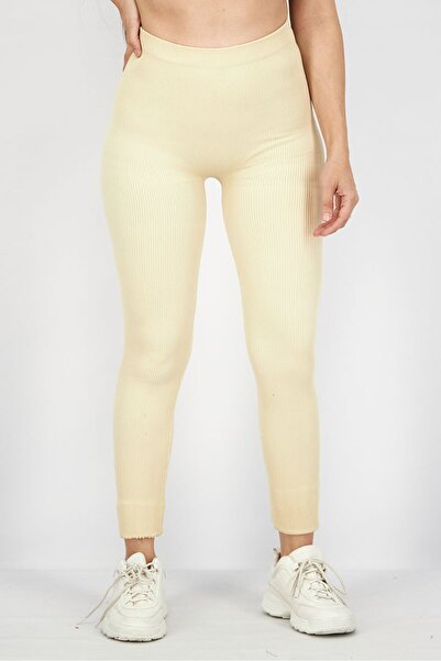 XOXO Women Regular Fit Ribbed Pull On Leggings, Beige