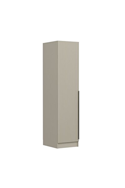 Minar Kale 1 Kapaklı Dolap Çizgili Mebran 190CM - Kumtaşı/Kumtaşı - Raflı