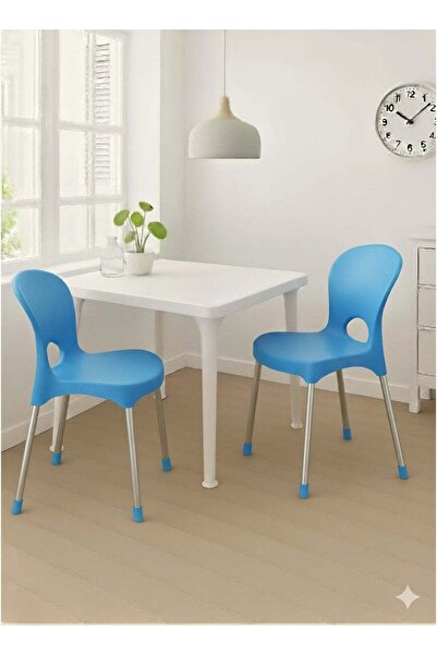 ALMUFARREJ Set of 2 Multi-Purpose Kitchen Chairs, Blue, Metal Legs