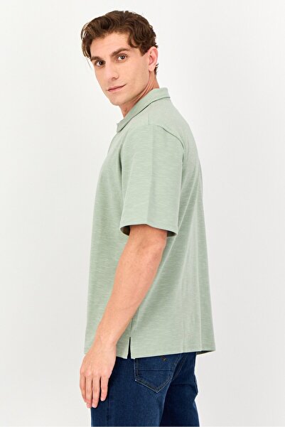 Core Elements Men Regular Fit Chambray Short Sleeves Casual Shirt, Sage Green