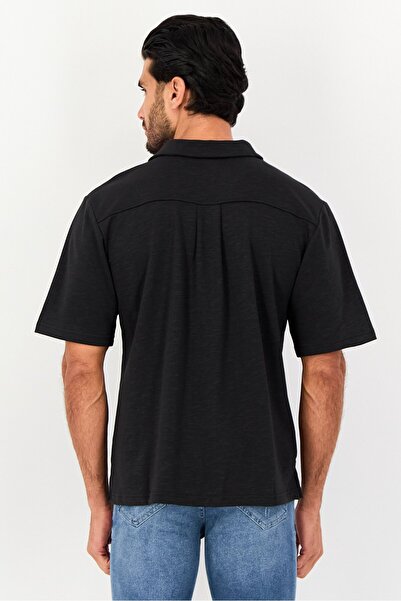 Core Elements Men Regular Fit Heather Short Sleeves Casual Shirt, Black