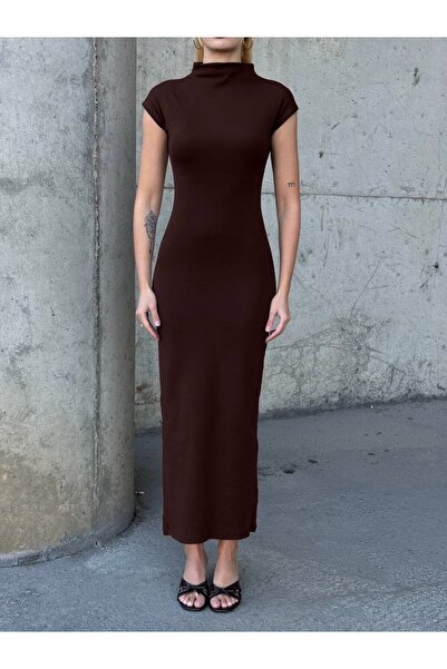 cemo Women's Half Turtleneck Short Sleeve Midi Dress Bodycon Fit Basic Dress