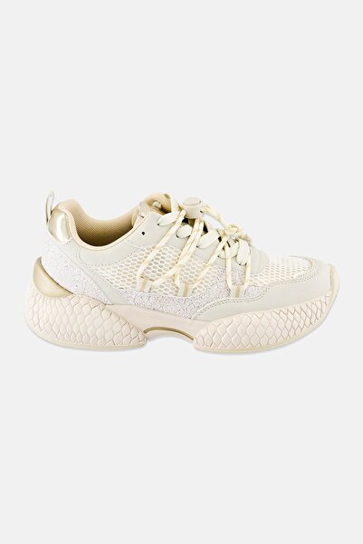 JASON WU Women Metallic Mesh Lace Up Casual Shoes, Off White