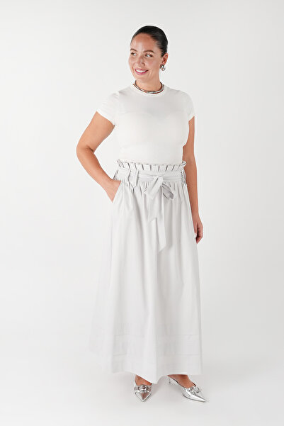 Guzella Maxi Length High Waist Tie Pocket Skirt