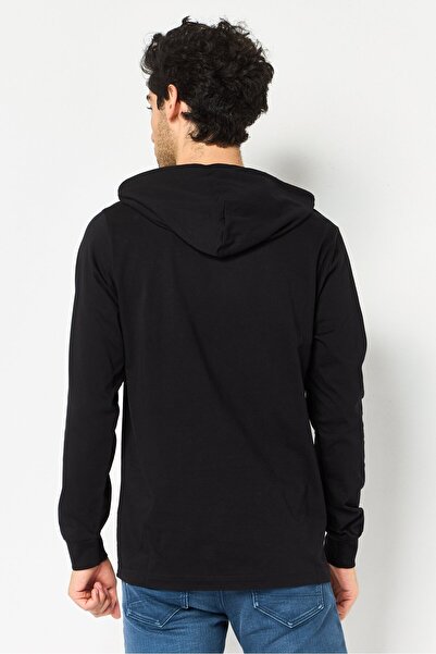 Diesel Men Drawstring Brand Logo Long Sleeve Hoodie, Black