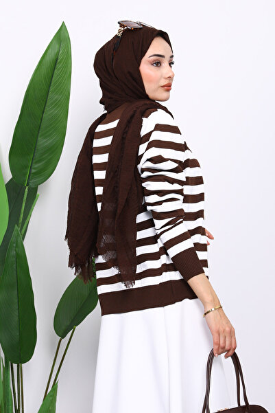 İmajButik Brown Buttoned Cold Yarn Knitwear Cardigan