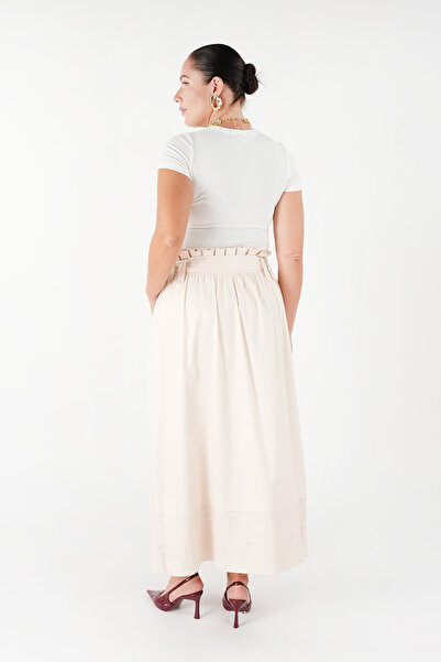 Guzella Maxi Length High Waist Tie Pocket Skirt