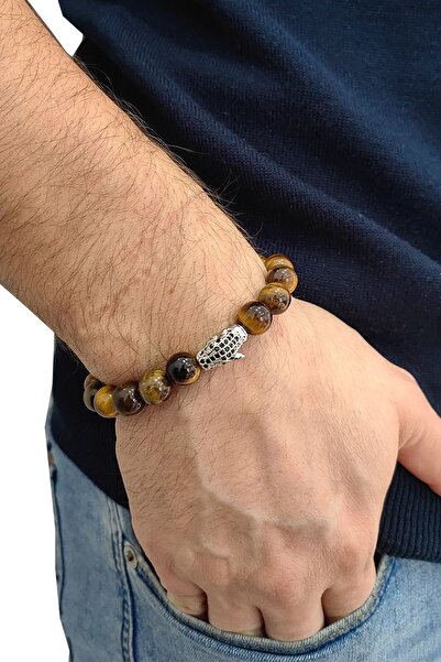 Chavin Elastic Tiger Eye Stone Men's Bracelet Ey45