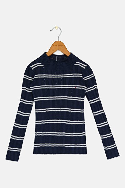 Tommy Hilfiger Kids Girl Mock Neck Brand Logo Sweatshirt, Multicolor